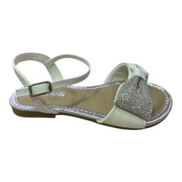 Imagem de Sándalia Infantil Feminina Cherrie Meio Laço Strass Branca (Branco, BR, Criança de 4 a 8 anos, Numérico, P, 35)