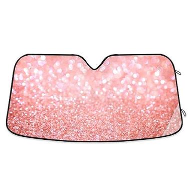 Imagem de Para-brisa bloqueador solar de carro com textura de glitter em ouro rosa, viseira de sol para para-brisa, proteção UV, persiana dobrável para janela de carro, acessórios de verão para carro
