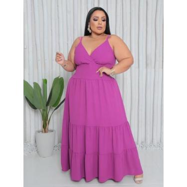 Imagem de Vestido Feminino Longo Alcinha Regulável Plus Size - Rezes Moda, Fúcsi
