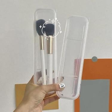 Imagem de 1 organizador de pincéis de maquiagem transparente com capa, caixa de lápis de sobrancelha, portátil, organizador de cosméticos para mulheres, ferramentas de maquiagem