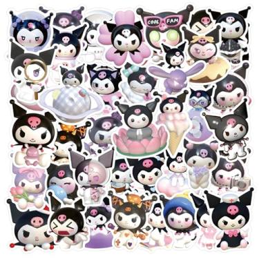 Imagem de Adesivos Kuromi de desenho fofo para crianças, 50 peças, vinil, impermeável, decalque Kuromi para garrafa de água, laptop, brinquedo, adesivo para decoração faça-você-mesmo, para-choque, chapéu rígido