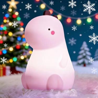 Imagem de COOLOUS Luz noturna de dinossauro AI para crianças, linda luz noturna de berçário de silicone regulável, lâmpada LED de dinossauro, pode falar, contar histórias, aprender a lâmpada de cabeceira