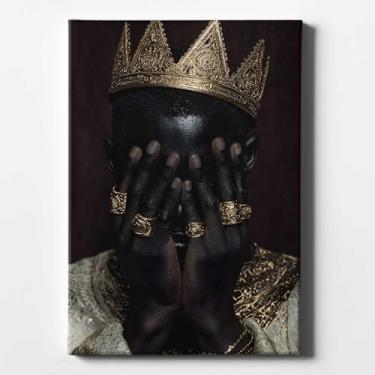 Imagem de Arte de parede em tela de homem negro afro-americano para sala de estar quarto decoração de casa arte moderna rei faraó africano coroa imagem arte preta americana impressão moderna pôster abstrato 40