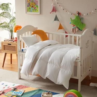 Imagem de Three Geese Edredão infantil leve, cobertor de plumas para todas as estações para crianças, 104 x 122 cm com enchimento de edredom branco com tecido de mistura de algodão macio