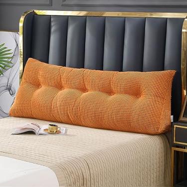 Imagem de Almofada triangular para cabeceira com capa removível, almofada lombar para leitura triangular, almofada de cabeceira de cunha de cor sólida para cama, sofá, quarto, laranja, 80 x 50 x 23 cm