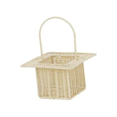 Imagem de Nishiyuenyi Cesto de Armazenamento, Cesto para Doces, Ideal para Decoração de Casa de Campo. Fácil de Limpar, Multiuso E, Quadrado Bege, Tamanho real