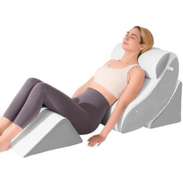 Imagem de OAISZ Conjunto de 4 almofadas de cunha para pós-cirurgia, cama ajustável para dormir, alívio de refluxo ácido, recuperação pós-cirurgia, suporte para as costas, elevação da perna, conjunto de