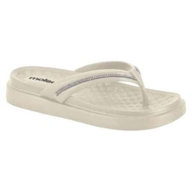 Imagem de Tamanco Flats Moleca Tira com Brilho Plataforma 5554 - Branco Off-Feminino