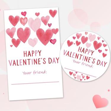 Imagem de CWIOQPYI Adesivos Happy Valentines Day, 40 peças, conjunto de adesivos de coração de amor para dia dos namorados, adesivo para presente de lanches, caixa de embrulho - A01