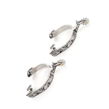 Imagem de Acouto Esporas de Bota West Cowboy de Aço Inoxidável Requintadas Com Padrão Elegante e Competição e Treinamento Equestre – Cavaleiros Perfeitos Em Busca de Controle e Estilo