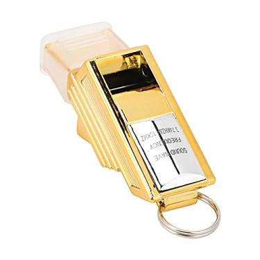 Imagem de Cryfokt Apito de Treinamento de árbitro ABS de Alta Frequência para Futebol, Basquete, Vôlei, Apito de Anel de Metal Durável Com Cabide de Nylon Ajustável, Ideal para árbitros e Treinadores (Ouro