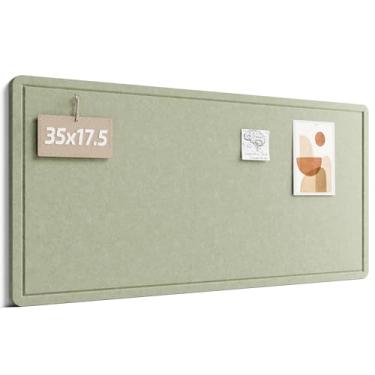 Imagem de Quadro de avisos Fluxnara, quadro de cortiça alternativo de 89 cm x 44,5 cm com 12 abas adesivas removíveis seguras, placa de alfinete de feltro dobrável para escritório em casa, sala de aula, quarto