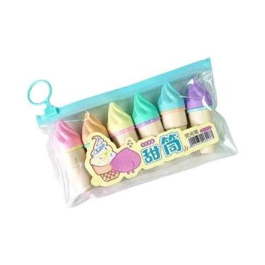 Imagem de Conjunto De Marcadores Mini Sorvete 6 Peças Para Desenho, Pintura E Es