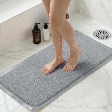 Imagem de Tapete de chuveiro antiderrapante atualizado, tapete de banheira antiderrapante com ventosas, tapetes de limpeza, fácil de limpar, secagem rápida, tapete de banho de bucha para banheira, chuveiro