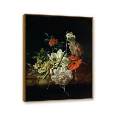 Imagem de NHLDZYH Moldura de teca. Arte de parede em tela de especiarias coloridas e colher de tempero | Decoração de cozinha vintage | Arte moderna para casa e sala de jantar. B108. 40 x 50 cm - 15,8 x 19,7