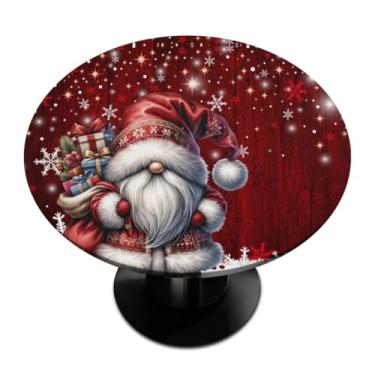 Imagem de Toalha de mesa redonda com borda elástica de Natal, Papai Noel, vermelha, toalha de mesa redonda limpa para ambientes internos e externos, pátio, jantar, cozinha, festival, presente para mesas de 114