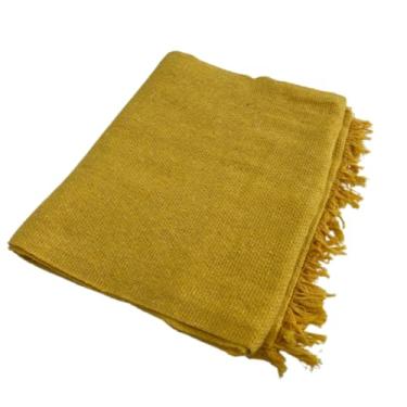 Imagem de Manta para Sofá Decorativa 2,10x1,20m em Algodão – Protetora para Sala 2 ou 3 Lugares(Amarelo)