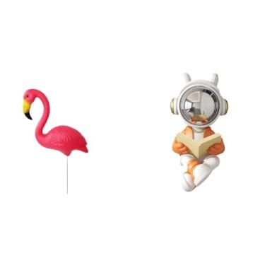 Imagem de Whtkoph Escultura de Flamingo para Jardim, Figura Decorativa, Estátua, Decoração de Festa, Primavera, Pátio, Fada, Topo de Bolo, Peça Central