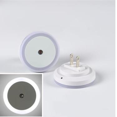 Imagem de Luz noturna LED plug-in, pequena lâmpada redonda, iluminação de economia de energia para quarto, corredor, escada, armário