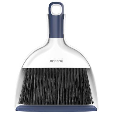 Imagem de ROSEOK Conjunto de mini vassoura e pá de lixo para limpeza, pá de mesa compacta com escova para balcão de cozinha, escritório, carro, azul marinho, 1 pacote