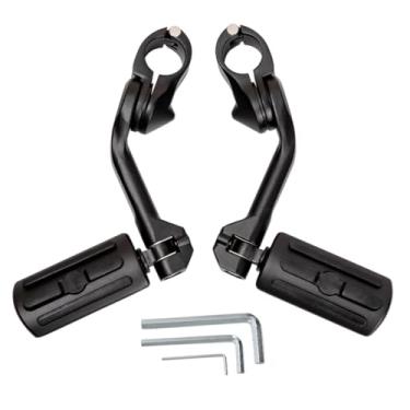 Imagem de HY-SPEED Apoios De Pé Ajustáveis Para Motocicletas, Barra Proteção Motor 1,25" Compatível Com Touring Street Glide, Electra Road King Softail, Ângulo Longo, Preto