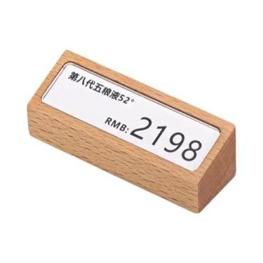 Imagem de Placa De Exibição De Preços Em Madeira Sólida, Suporte De Cartão De Pr