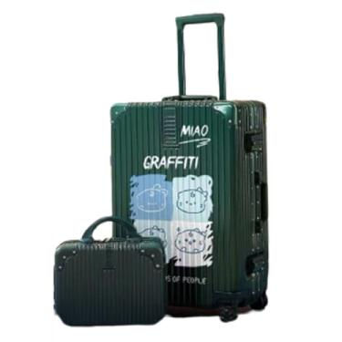 Imagem de Mala de mão com moldura de alumínio com mochila, mala de policarbonato sem zíper com rodas, com rodas, cadeado com senha (verde 61 cm)