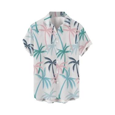Imagem de Camisa Masculina De Manga Curta Com Estampa Floral Havaiana Moda Praia