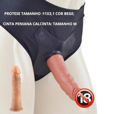 Imagem de Kit Com Cinta peniana Cintaralho Calcinta Estilo Cueca Splex Strap On Confortável Tamanho P Ao GG +Pênis De Borracha Realístico Prótese de Silicone Dildo Consolo Capa Peniana Brinquedo Adulto Feminino Masculino Penis Macio Grande vários Tamanhos (PROTESE:11X3,1 BEGE, TAMANHO CALCINTA: P)