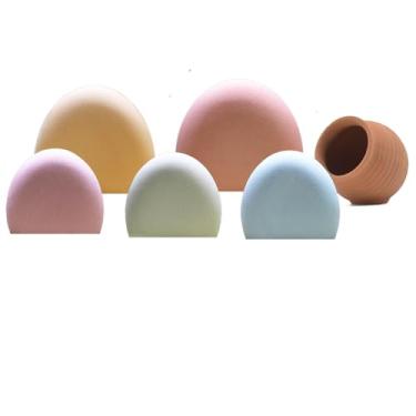 Imagem de LummiPlay Decorações de aquário de cerâmica pastel, ornamentos de aquário em forma de cúpula em rosa, azul, amarelo, terracota, conjunto multicolorido para habitat aquático
