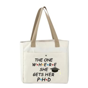 Imagem de MBMSO Bolsa de presente de formatura PHD The One Where She Gets Her Gifts for Students PHD Gift for Women Doutorate Degree Gift (PHD TOTE)