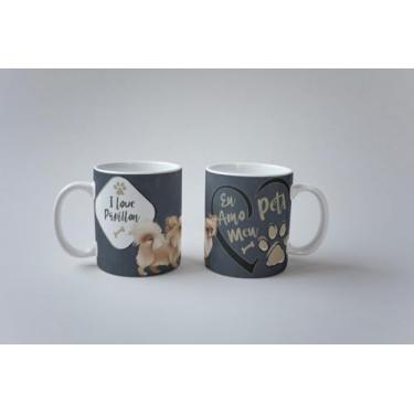 Imagem de Caneca Eu Amo Meu Pet Papillon I Love Pet Porcelana 325ml (PAPILLON 2)