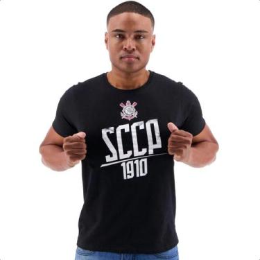 Imagem de Camiseta Corinthians 100% Algodão Licenciada Timão SCCP, Preto, G