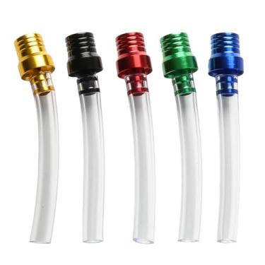 Imagem de Seentech 5 peças de tubo de ventilação de tampa de gás para motocicleta, mangueira de respiro de alumínio CNC para tanque de combustível, ventilação bidirecional para bicicleta suja, quadriciclo