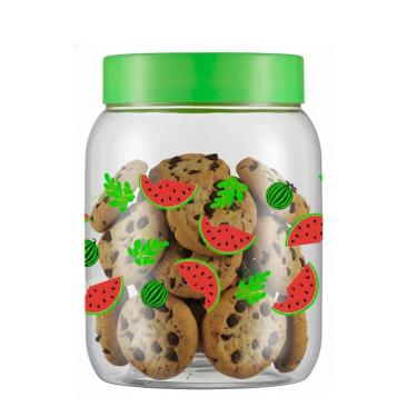 Imagem de Pote Grande 1,1 Litros Com Tampa de Rosca - Estampa MELANCIA - Porta Mantimento Alimento Decorado Organizador - PANAMI