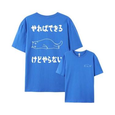 Imagem de Camiseta Masculina De Verão Hip Hop Em Algodão, Manga Curta, Gola Redo