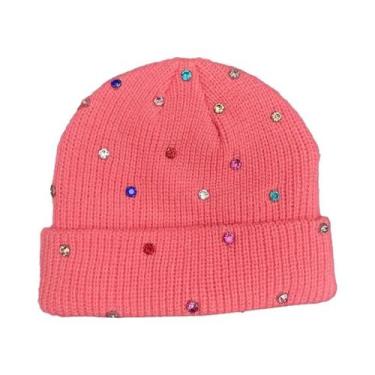 Imagem de Gorro De Tricô Feminino Com Strass Brilhante, Chapéu Macio Para Outono
