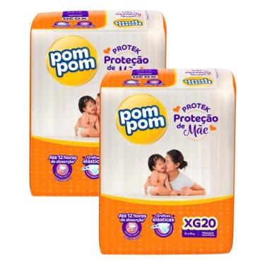 Imagem de Kit 2 Fralda Pom Pom Protek Proteção de Mãe Jumbo XG com 20un cada