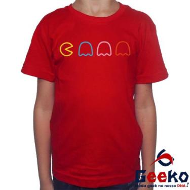 Imagem de Camiseta Infantil Pac Man 100% Algodão Geeko, Vermelho, 8