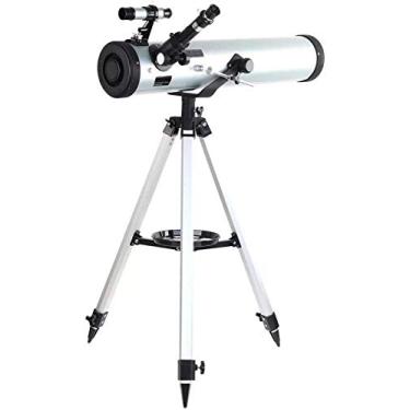 Imagem de pcagfaajmh Telescópio astronômico para atividades ao ar livre 700-76 refletor telescópio astronômico com montagem imutal tripé de alumínio ajustável para crianças iniciantes