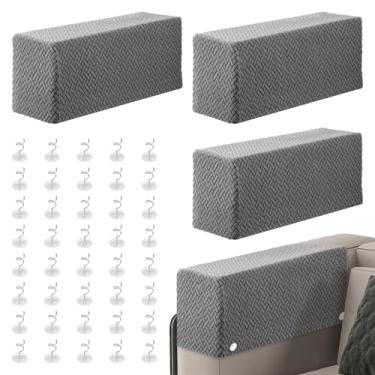 Imagem de 4 capas de apoio de braço para sofá, tecido jacquard espesso, elástico, protetor resistente ao desgaste para sofá e cadeira de jantar (cinza cavalheiro, 4)