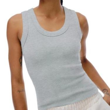Imagem de Regata Feminina Hering Slim Canelada Cinza Mescla - 4ANYM2H-Feminino