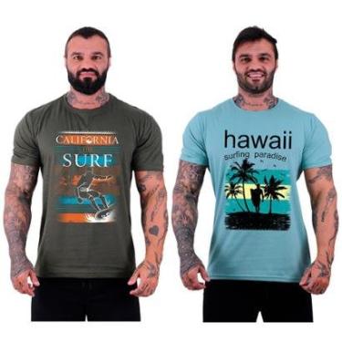 Imagem de Kit 2 Camisetas Tradicional MXD Conceito SURF Prancha Praia Califórnia Malibu-Masculino