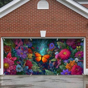 Imagem de Decoração de faixa de porta de garagem, grande decoração de capa de páscoa interna externa para casa, pano de fundo de festa de férias à prova d'água com coelhinho da Páscoa para varanda, quintal