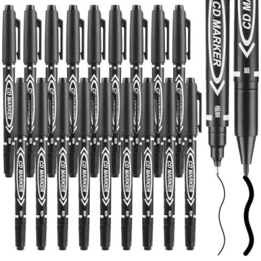 Imagem de Sibba 20 canetas de desenho pretas de 0,5/1 mm de ponta dupla, marcadores de tinta em negrito e fino, marcadores permanentes de diário bíblico, canetas de escrita para esboços de artistas, esboços