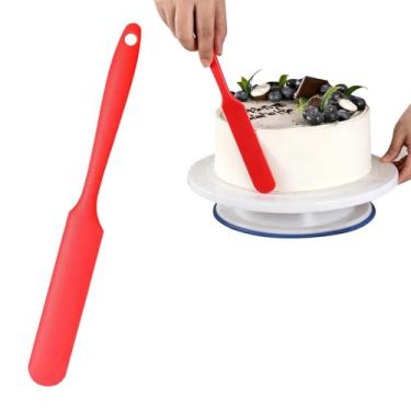 Imagem de Conjunto de espátulas de silicone resistentes ao calor, espátulas de manteiga para bolo, raspador de massa, antiaderente, flexível, ferramenta de cozimento (vermelho)