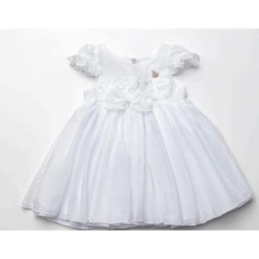 Imagem de Vestido Luxo Bebê Menina Verão Branco Batizado D+ Baby 60210 - Branco - P ( 3 - 6 MESES )-Feminino