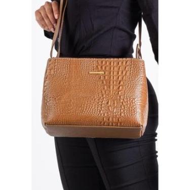 Imagem de Bolsa de couro croco estruturada Evelyn-Feminino