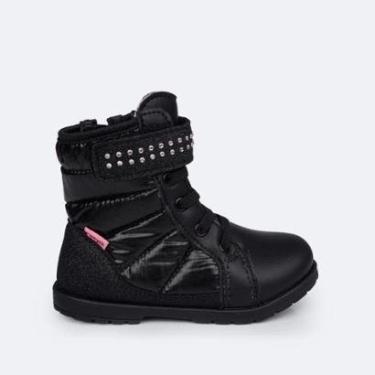 Imagem de Coturno Infantil Menina Nylon Cintilante Zíper Brilho Strass Boiadeira Festa Passeio Estilosa-Feminino