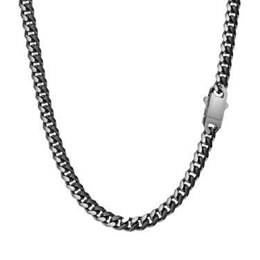 Imagem de Colar Miami Cubano para homens e mulheres banhado a ouro prata preto aço inoxidável corrente 5 mm/7 mm/8 mm/9 mm/12 mm/14 mm largura 18 a 76.2 cm fecho seguro hip hop joias presentes para homens